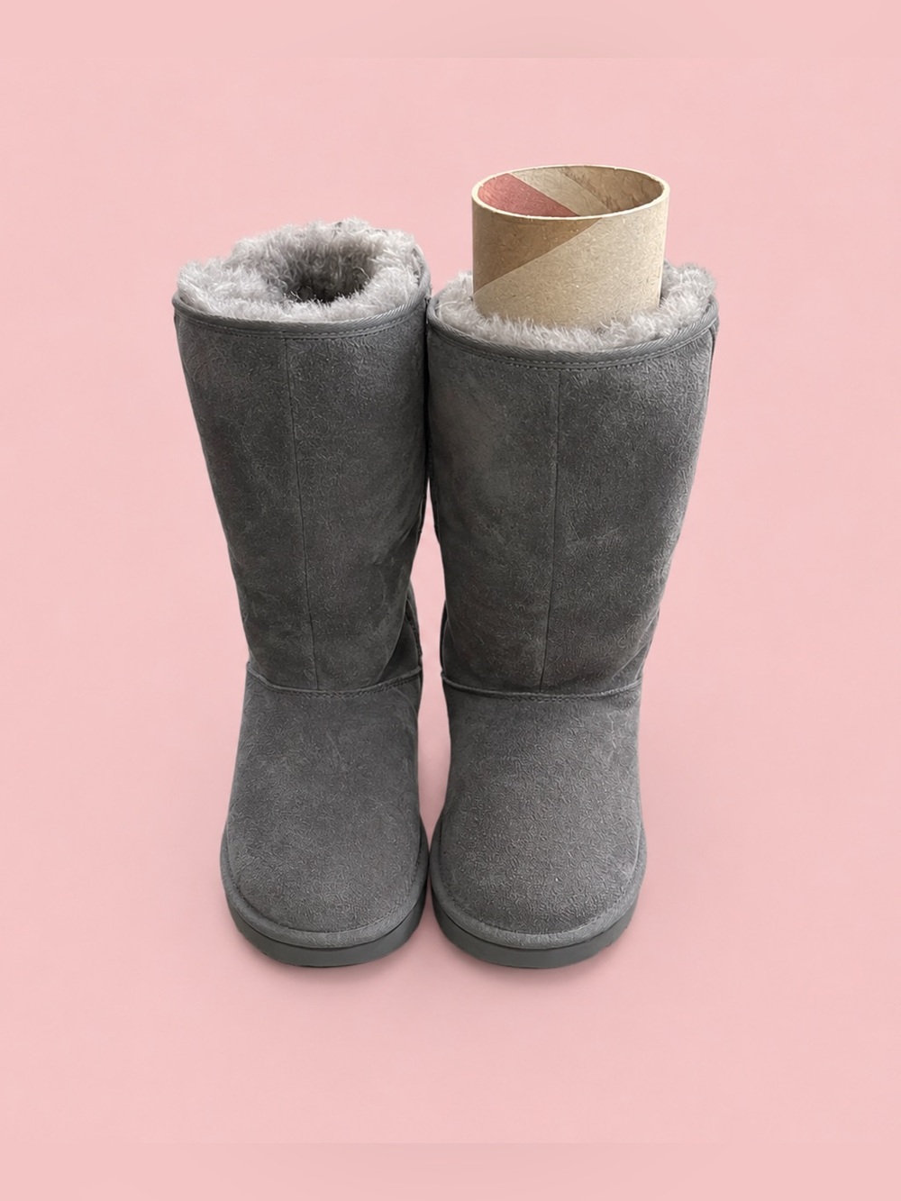 UGG Gray Winter Boots with Plush Lining and Bows - Picture 2 of 6